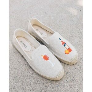 Aperol Spritz Soludos Smoking Slipper Espadrille Size 8 Embroidered Canvas